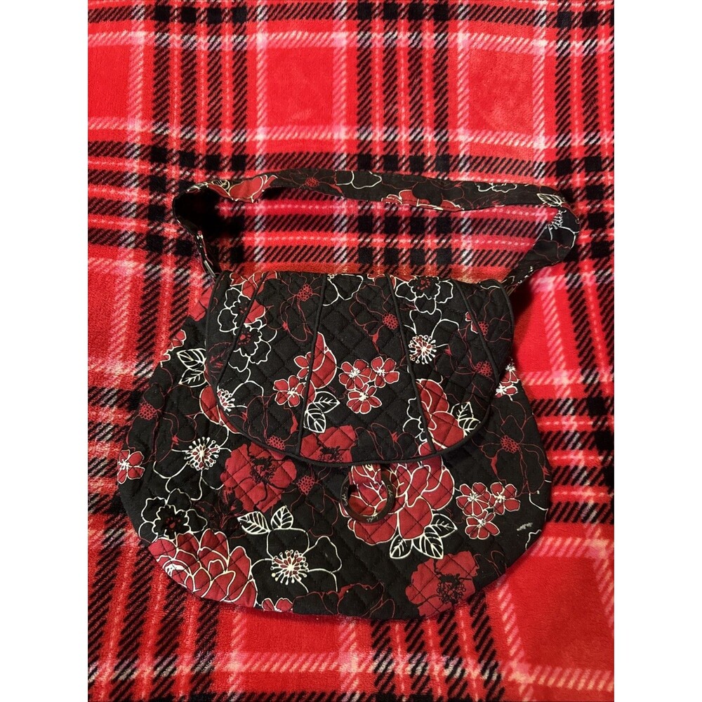 Marie Osmond Collection by Giftcraft Quilted Floral Tote Bag Red Black